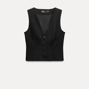 Zara Black Button-Up Vest